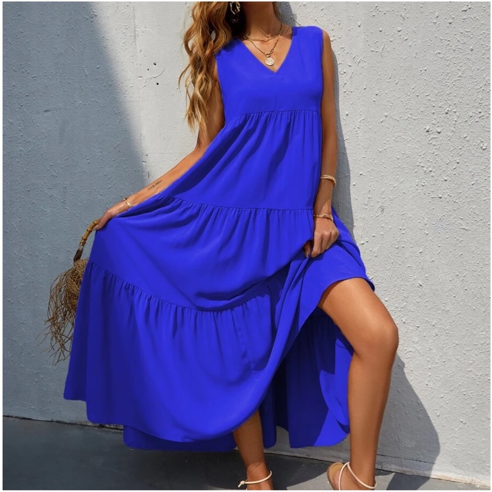 Boho Sleeveless Ruffle maxi Dress - Picture 11 of 15